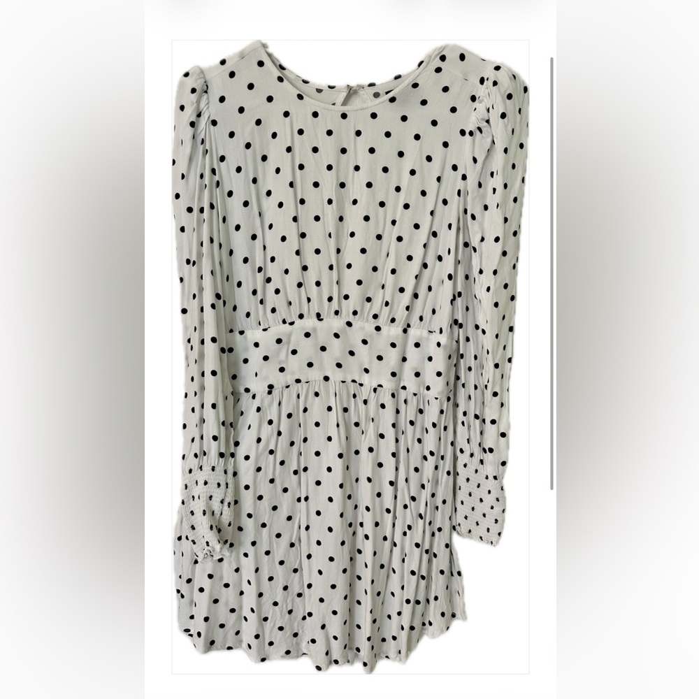 AFRM White Dress with Black Polka Dots